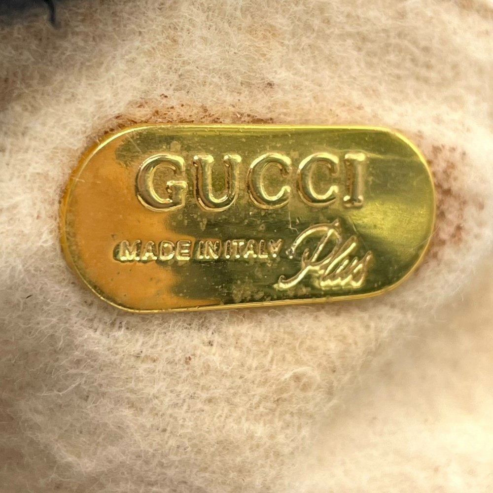 GUCCI Old Gucci GG Plus Shoulder Bag Leather Grey Brown Gold Hardware Logo Cr... - Picture 16 of 16